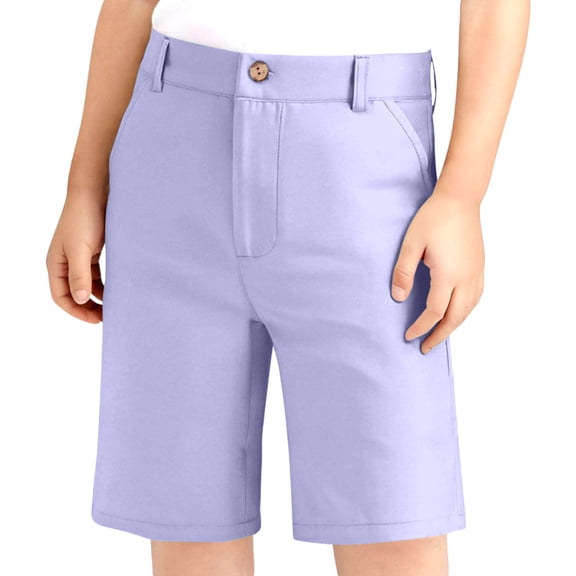 Vividxx Boys Girls Adjustable Waist Stretch Flat Front Shorts For School Uniforms Solid Color Toddler Holiday Bottoms