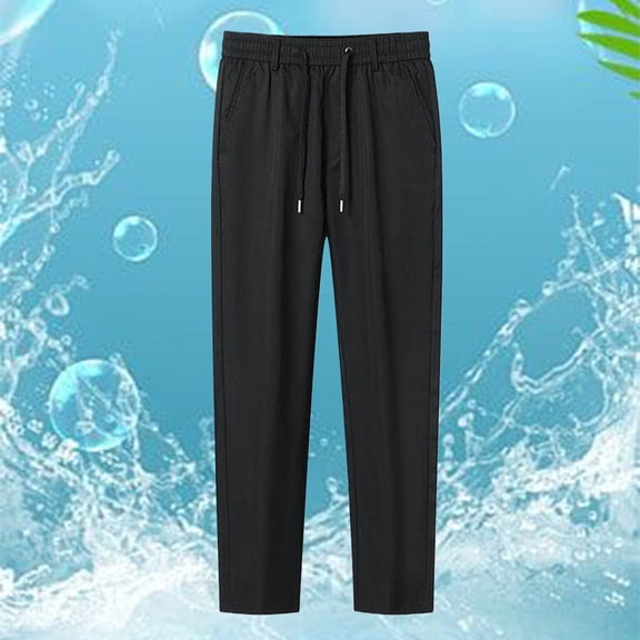Men's Summer Straight Leg Casual Trousers Lightweight Ice Silk for Sports and Leisure Activities Men's Comfortable Lightweight Hiking Pants Kids Pull On Sweatpants