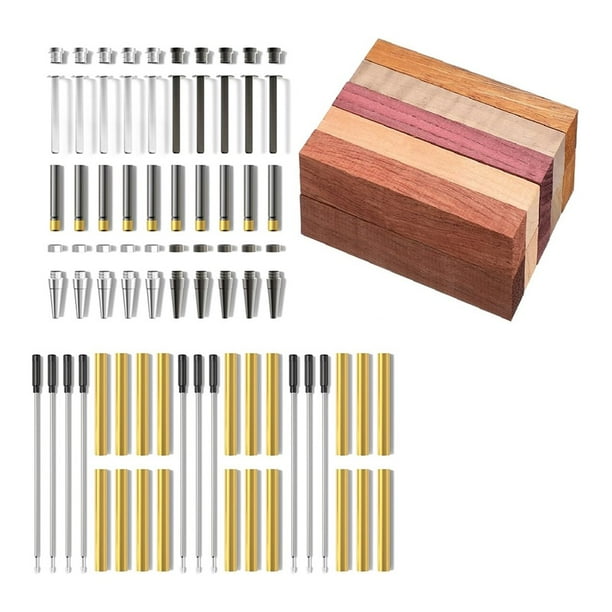 Kit de Bolígrafos para Torneado de Madera (Paquete de 10, Titanio y Plata, con 20 Piezas en para Torneado de Madera , Accesorios para Torno).