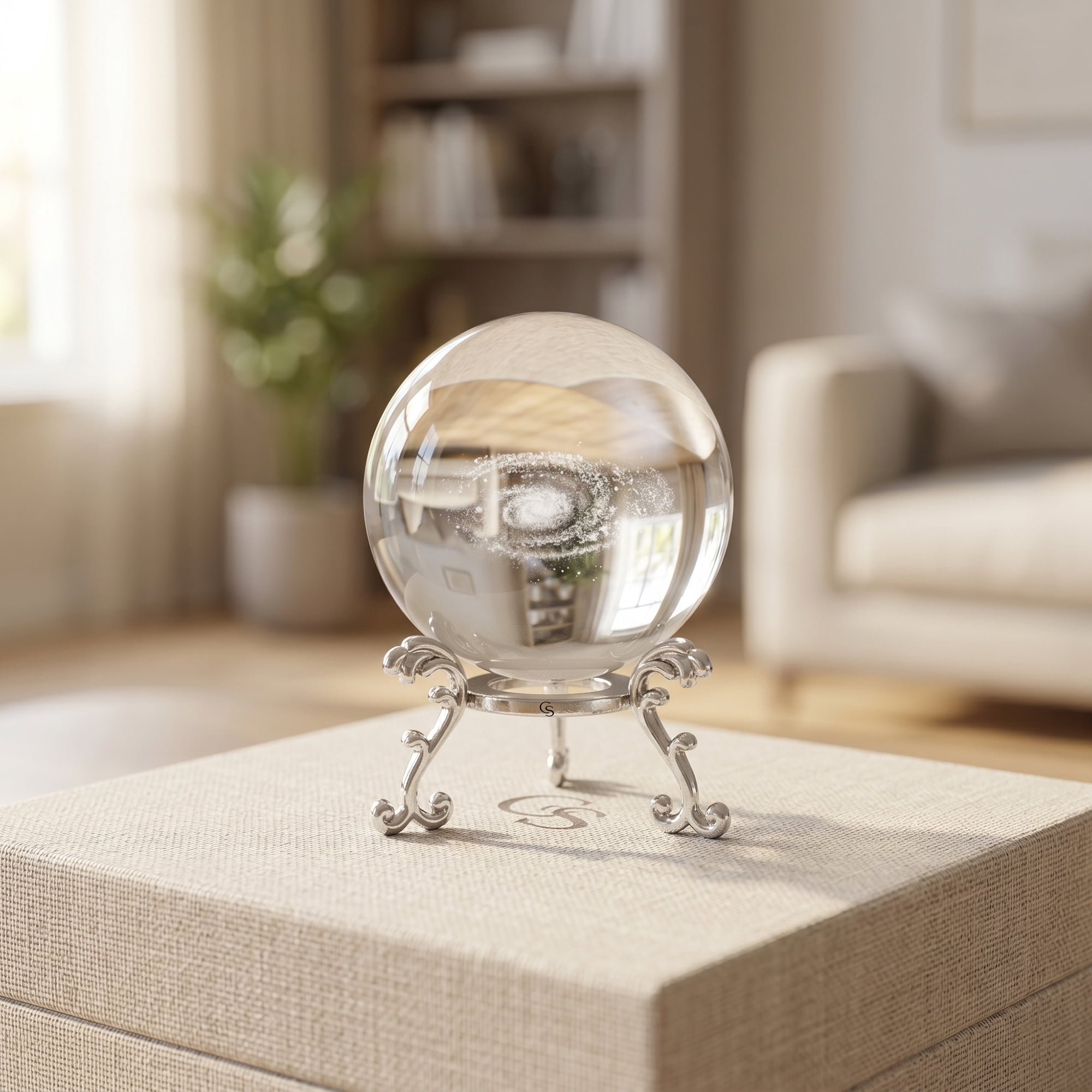 Unique Bargains Crystal Ball Figurine 3D Glass Paperweight with Base Clear Style B