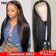 thumbnail image 1 of Peluca de cabello humano liso con malla Frontal para mujer, postizo de encaje Frontal HD, transparente, 13x4, 13x6, predesplumada, 1 of 3