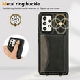 thumbnail image 4 of for Samsung Galaxy A32 5G Wallet Case with Card Holder - PU Leather Case for Women & Girls, Wrist Hand Strap, Secure Finger Ring, Shockproof Protective Phone Cover for Galaxy A32 5G, Black, 4 of 7