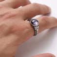 thumbnail image 5 of PAMTIER Men's Stainless Steel Personality Vintage Punk Oval Cut Purple Gemstone Biker Ring Cool Honeycomb Pattern Carved Wedding Band Silver Size 7, 5 of 6