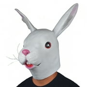 Loftus Long Ears Bunny Animal Head Mask, White Pink, One Size