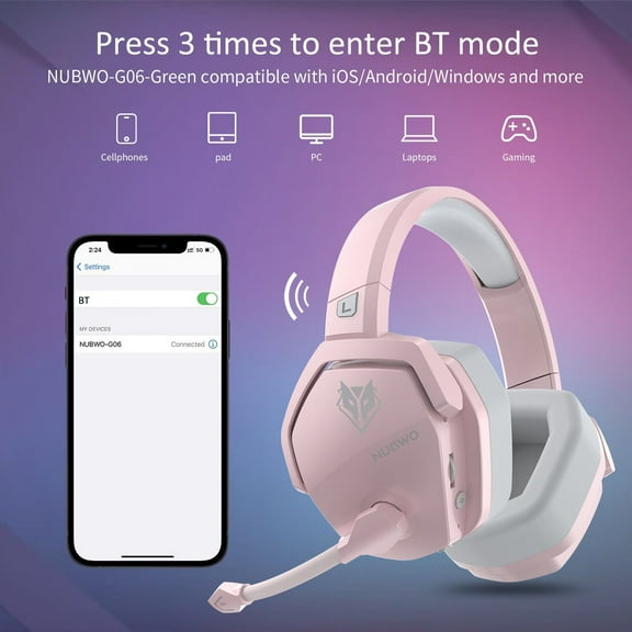 Headset, Pc Laptop Headset Pc Over Ear With Pc Laptop Noise With Mic Battery Ear With Mic Earmuffs Headset Surround Soft Noise Over Ear Battery Bt Headset