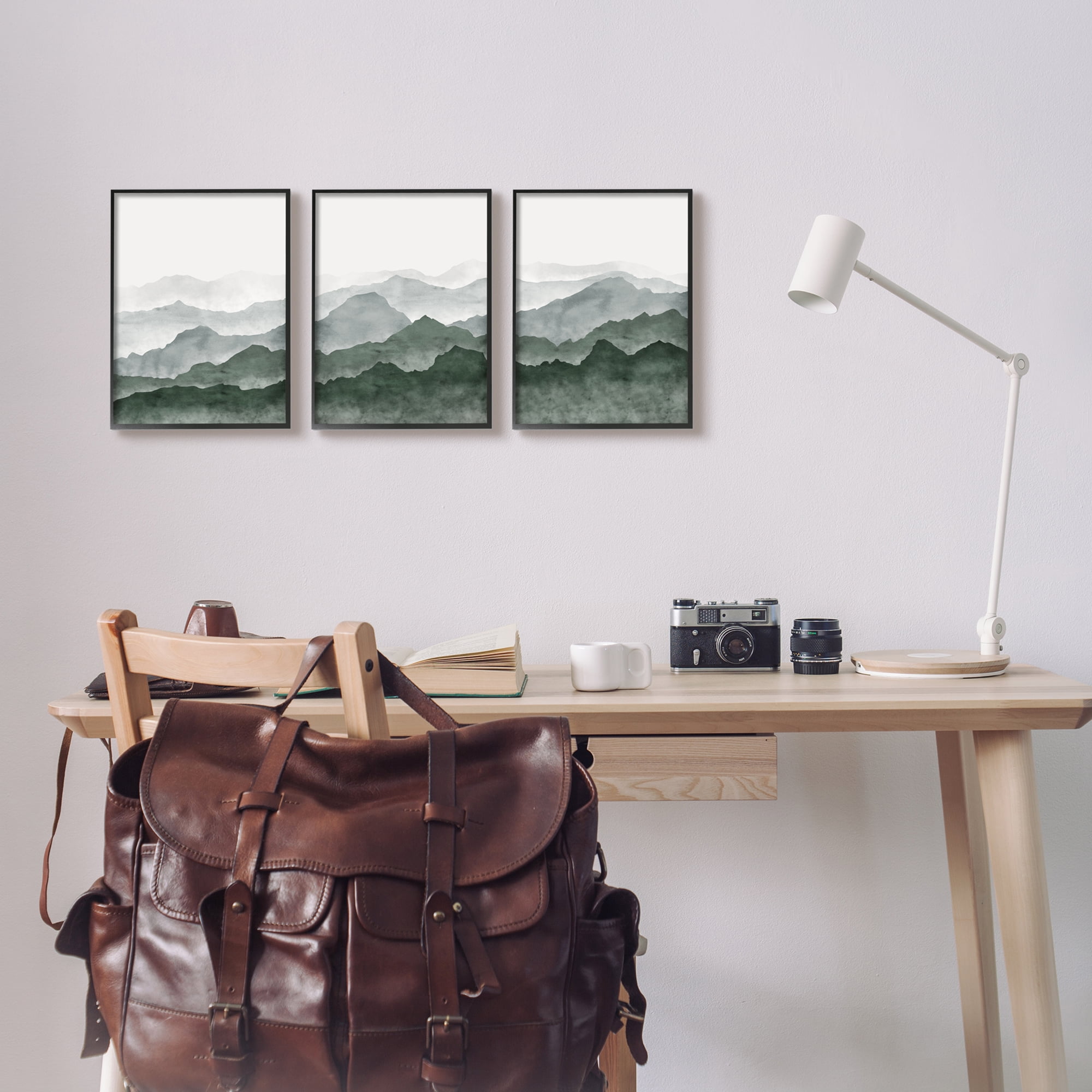 Stupell Sage Hills Mountain Nature View Landscape Painting Black Framed Art Print Wall Art, Set of 3