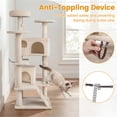 thumbnail image 3 of 52In Cat Tree Tower Beige Perches Condos Multi Cat Playground Scratching Posts 31Lbs Engineered Wood Sponge Plush Sisal Anti Topple Wide Base 22Lbs Capacity Climbing Ladder Dangling Balls Indoor Use, 3 of 10