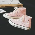 thumbnail image 2 of Girl Pink Flower High-top Canvas Shoes, All-match Comfortable Skateboard Shoes, Sport Flat Shoes, 2 of 6