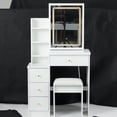 thumbnail image 3 of Small Size Left Bedside Cabinet Vanity Table + Cushioned Stool, Touch Control Sliding LED Mirror, Tri-color Switching, Brightness Adjust, Multi Layer, Suitable for Small Space, EPA,GCC,UL Certificate, 3 of 4