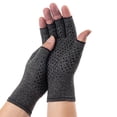 thumbnail image 3 of Guantes de compresión Jadeshay para artritis medio dedo Negro Gris, 3 of 12