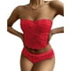 thumbnail image 5 of Conjunto de lencería sexy sin tirantes con encaje cruzado en el pecho para mujer - Ropa interior push up, poliéster, color liso, tallas S-XXL, ropa informal para todas las estaciones, 5 of 8