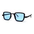 thumbnail image 3 of Mens Retro Rectangle Color Lens Hippie Plastic Sunglasses Black Blue, 3 of 4