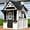 Black+White, variant on iRerts Outdoor Playhouse, Wooden Playhouse for Kids Play House with Front Door, Flower Pot Holders, Stove, Sink, Doorbell, Windows, Indoor Outdoor Kids Play Equipment Gift for Ages 2+, Black+Brown