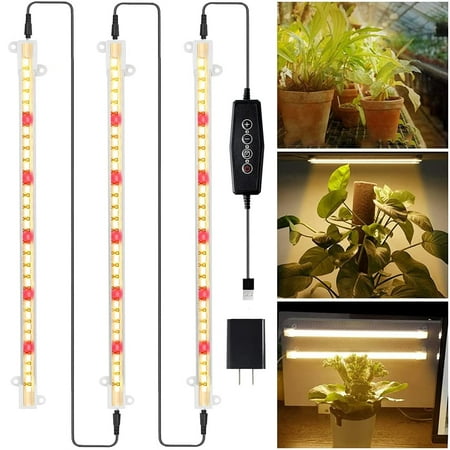 

DONGPAI Grow Light Strips Bar for Indoor Plants Auto ON & Off Stick to Anywhere 3500K Full Spectrum Sunlight Grow Lamp USB Plug-in Powered Led Plant Light Sunlight