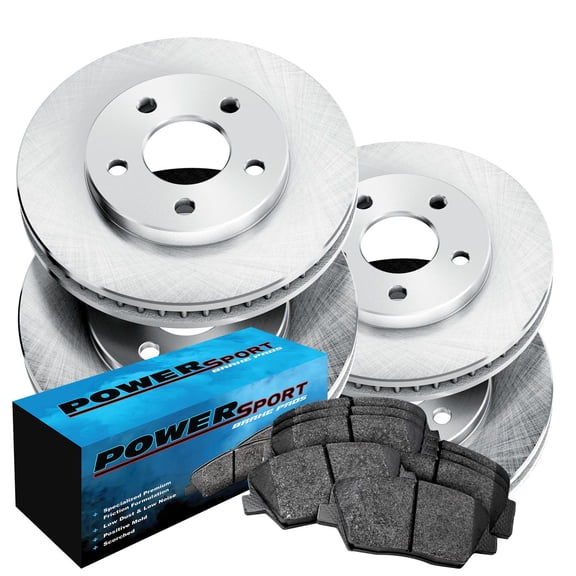 PowerSport Front Rear Brakes and Rotors Kit |Front Rear Brake Pads| Brake Rotors and Pads| Semi Metallic Brake Pads and Rotors |fits 2008-2021 Ford E-350 Super Duty