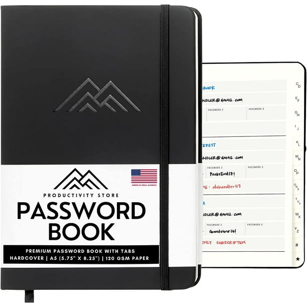 Productivity Store Password Book with Alphabetical Tabs A5