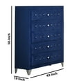 thumbnail image 5 of Velvet Upholstered 5 Drawer Wooden Chest with Faux Crustal Knobs Blue, 5 of 5