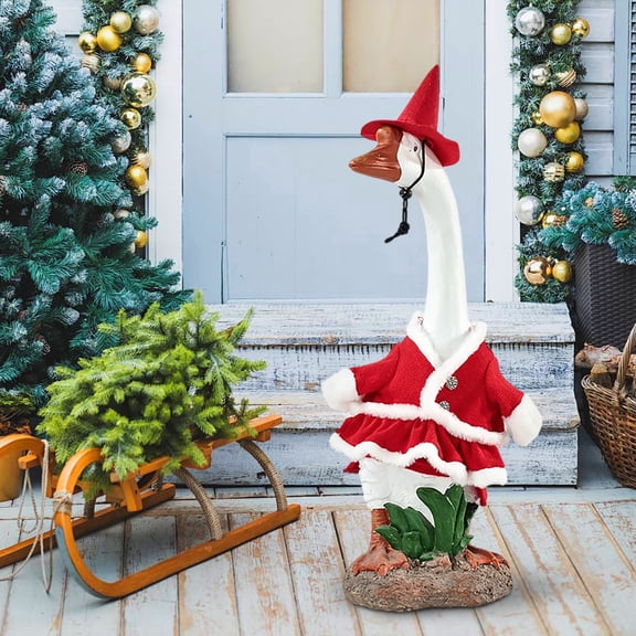 SUORE Christmas Goose Clothes, 21 Inch Goose Outfits for Cement and Plastic Goose, Porch Goose Costume for Outdoor Patio Yard Lawn Statue Xmas Santa Holiday Decor, Outdoor Christmas Decorations