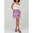 thumbnail image 6 of LMLYSoH Womens Short Skirts Floral Lace Sheer Asymmetric Frill Hem Soft Lined Waist Ruched Mini Low Rise Skirts, 6 of 7