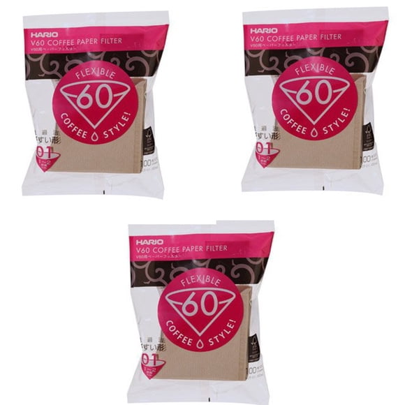Hario 01 100-Count Coffee Natural Paper Filters, 3-Pack Set (Total of 300 Sheets) (Japan Import) by Hario