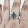 thumbnail image 4 of Natural Blue Apatite Ring, Rough Apatite Ring, Healing Birthstone, 2 Hammered Band, 925 Sterling Silver, Womens Ring, Christmas, Thanksgiving, Handmade, Statement Jewelry, Rough Gemstone Jewelry, 4 of 5