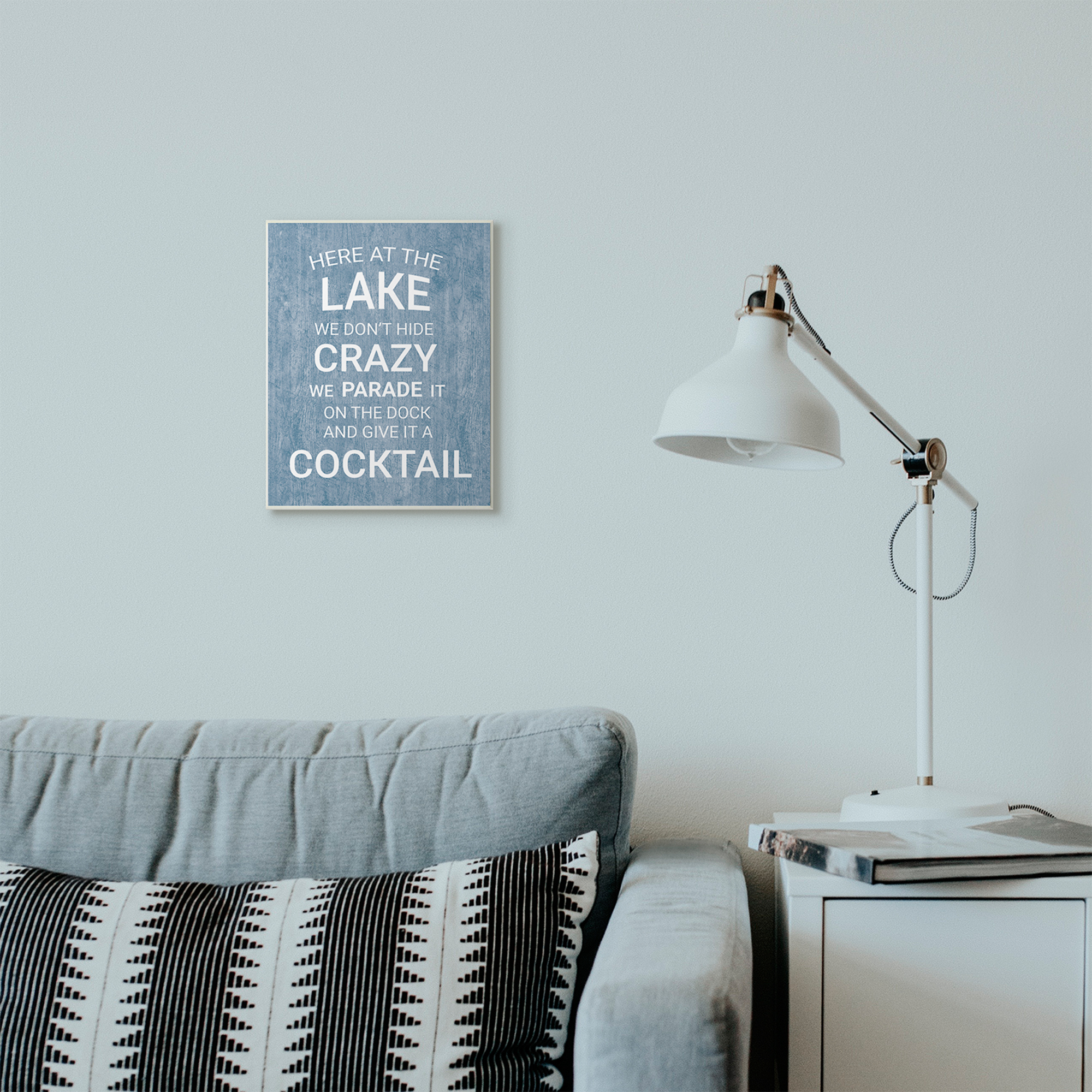 Stupell Industries Parade Crazy Funny Lake Party Blue Wood Texture Word Design Wall Plaque by Susan Ball