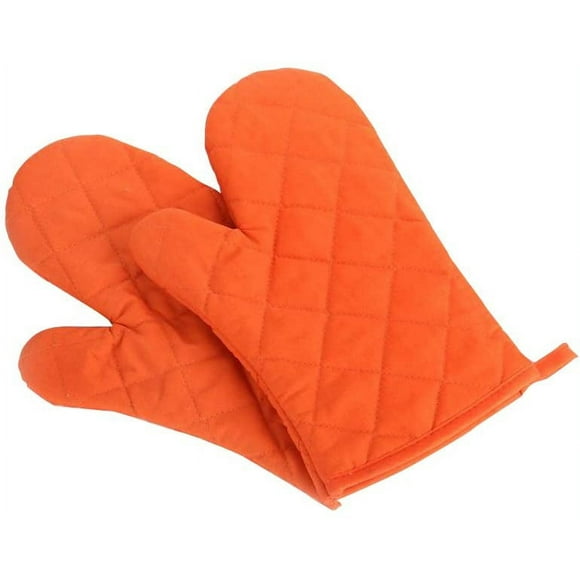 TOOAD Lot de 2 mitaines de Quatre, gants de cuisine de qualité supérieure résistants à la chaleur, mitaines surdimensionnées matelassées en coton et polyester, orange, 27,9 x 17,8 cm.