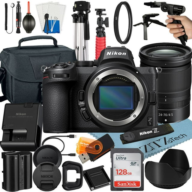 Nikon Z5 Mirrorless Camera Bundle with NIKKOR Z 24-70mm f/4 S Lens + 128GB SanDisk Card + Case + Tripod + ZeeTech Accessory