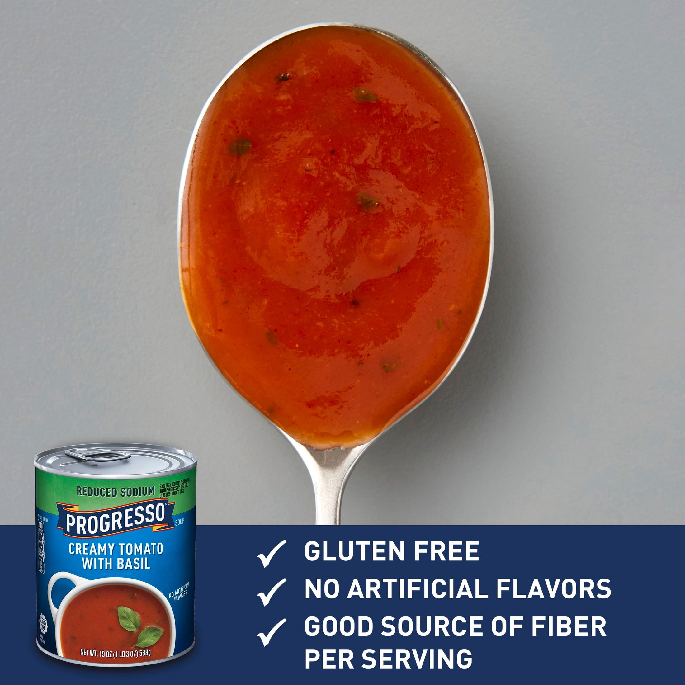 (2 pack) Progresso Reduced Sodium, Creamy Tomato with Basil Soup, Gluten Free, 19 oz