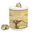 thumbnail image 1 of Dragonfly Piggy Bank, Retro Style Butterflies with Flower Petals and Grunge Effects Art, Ceramic Coin Bank Money Box for Cash Saving, 3.6" X 3.2", Sand Brown Caramel, by Ambesonne, 1 of 4