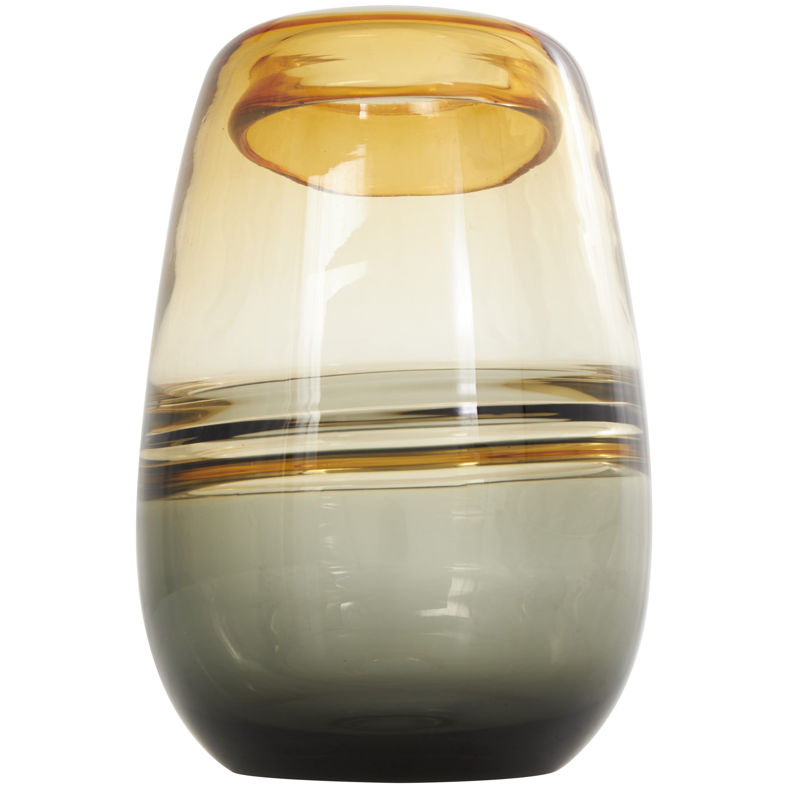 DecMode 9" Handmade Ombre Orange Glass Vase with Gray Base