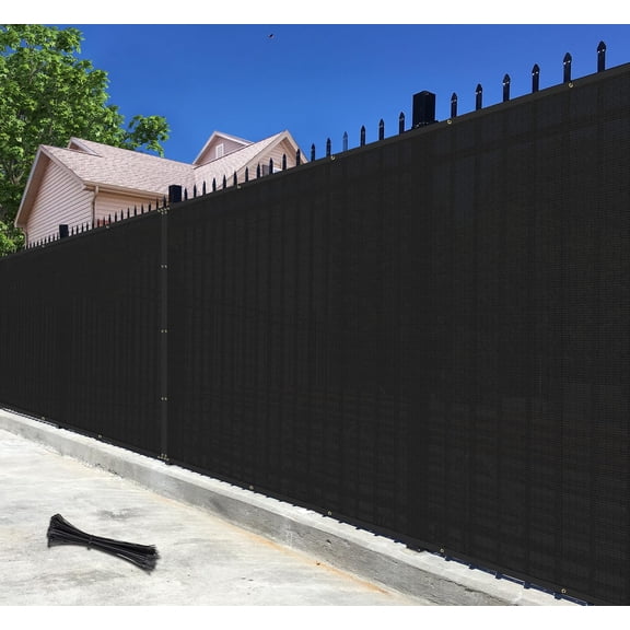 Privacy Fence Screen Net Fencing 95% Privacy Blockage Windscreen Fence Cover with Copper Grommet for Patio Backyard Garden Swimming Pool, Zip Ties Included, Black