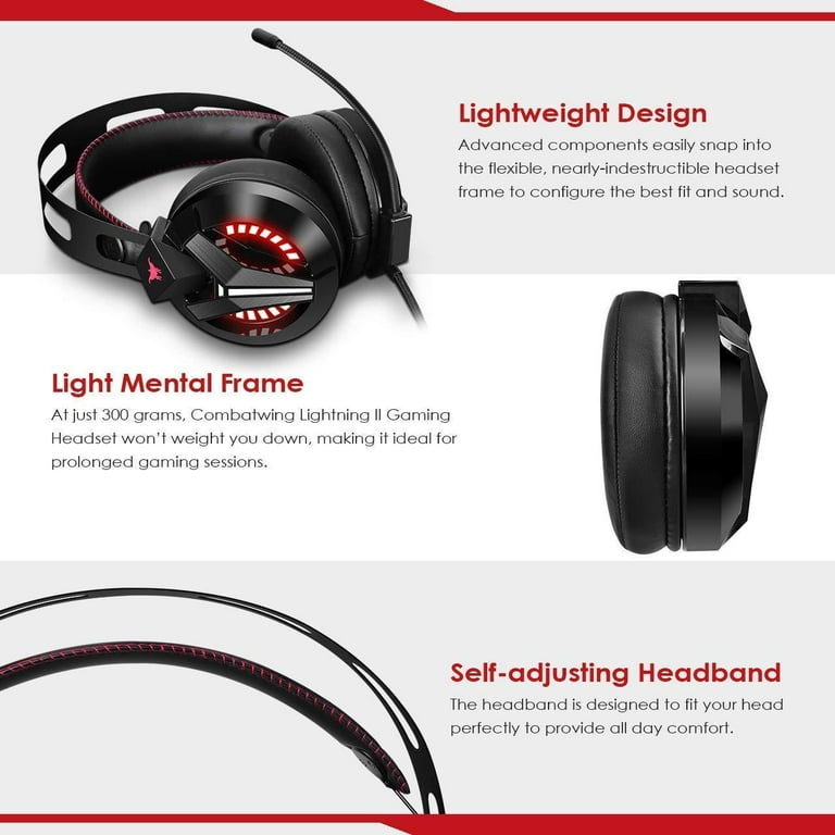 Combatwing Gaming Headset PS4 Headset PC Headset Xbox One Headset with Noise Canceling Mic Gaming Headphones for PS4 Super Nintendo Nintendo 64 Xbox