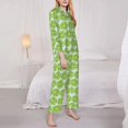 thumbnail image 3 of Goofa Green Lemon Slices Printed Women’s 2 Piece Pajama Set Super,Pajamas Women's Long Sleeve Sleepwear Soft Button Down Loungewear Pjs Lounge Set Nightwear-Small, 3 of 9