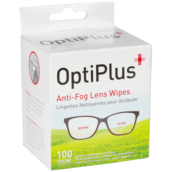 OptiPlus Anti-Fog Lens Wipes Cleaner Travel Purse Healthcare Sport Goggles 100ct