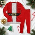 thumbnail image 3 of Kids Christmas Pajamas Classic Santa Pajamas Holiday Long Sleeve Crew Neck Sleepwear Girls Size 9-10 Years Pajamas, 3 of 3