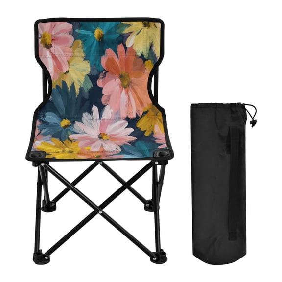 600D Oxford Camping Chair Portable Foldable Chair Supports 220 lbs for Picnic, Fishing, Backpacking Oversized Daisies