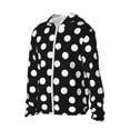 thumbnail image 3 of Goofa Black and White Polka Dot Printed Women's UPF 50+ Sun Protection Hoodie Jacket Lightweight Long Sleeve Sun Shirt for Women with Pocket Hiking Outdoor-XX-Large, 3 of 9