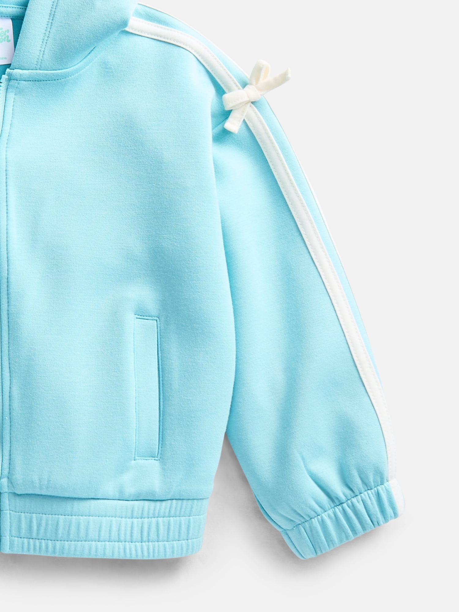 Wonder Nation Toddler Girls Full Zip Athletic Hoodie with Side Stripe and Bow, Sizes 12M-5T