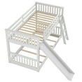 thumbnail image 6 of Euroco Twin over Twin Floor Bunk Bed, Solid Wood with Ladder and Slide for Kids Teens Adults, White, 6 of 12