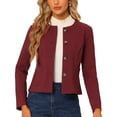 thumbnail image 2 of Chaqueta de Mujer Allegra K con Botones Cortos y Ligeros de Otoño color Borgoña M, 2 of 2