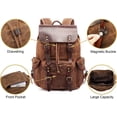 thumbnail image 3 of HMSHA Leather Backpack for Men,Huge Waxed Canvas Shoulder Rucksack for Travel Laptop OVERSIZE (M80_Brown_XL), 3 of 6