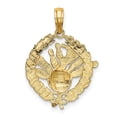 thumbnail image 3 of Auriga Fine Jewelry 14K Yellow Gold Bowling Story In Leaf Circle Charm Pendant for Women (L-18.2 mm,W-70.75 mm), 3 of 6