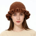 thumbnail image 4 of CYSFASHION Bucket Hats for Woman Handmade Crochet Ruffled Wool Hat Fashionable Colorful Wide Brimmed Hat Unisex Hat With Flounced Edge Brown, 4 of 4