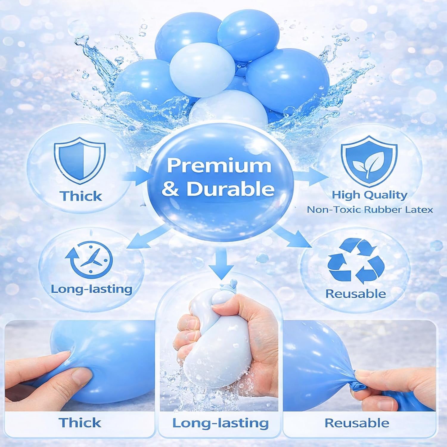 Reusable Inflatable Balloon Garland Arch Kit, 3/7 PCS Linked PVC Balloons Quick & Easy to Inflate and Set Up, Party Decoration for Birthday Wedding Baby Shower Celebration (Purple*1, 3 goals)