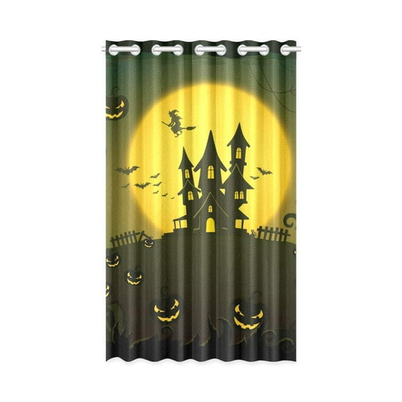 YUSDECOR Scary House Window Curtain Living Room,Bedroom Window Drapes 52x84 inch