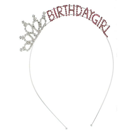 Crystal Ave Women's Birthday Pink Crystal Tiara Headband (Birthday Girl)