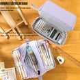 thumbnail image 4 of MAMUNU Estuche para lápices de gran capacidad con 4 compartimentos, bolsa para lápices con cremallera y asa portátil, estuche para bolígrafos, organizador de papelería para oficina, universidad,, 4 of 8
