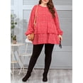thumbnail image 2 of LovelyWholesale Long Sleeve Round Neck Dot Print Layered Cascading Women's Plus Blouse, 2 of 5