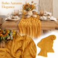 thumbnail image 2 of Thanksgiving Table Runner, Farmhouse Table Runner with Boho Gauze Texture for Fall Table Decor, Neutral Table Runner for Dining Table Decor, Autumn Table Runner 118 Inch, 2 of 9